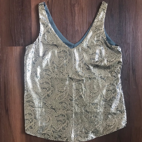 The Limited Other - NWOT sage green and champagne gold metallic shirt